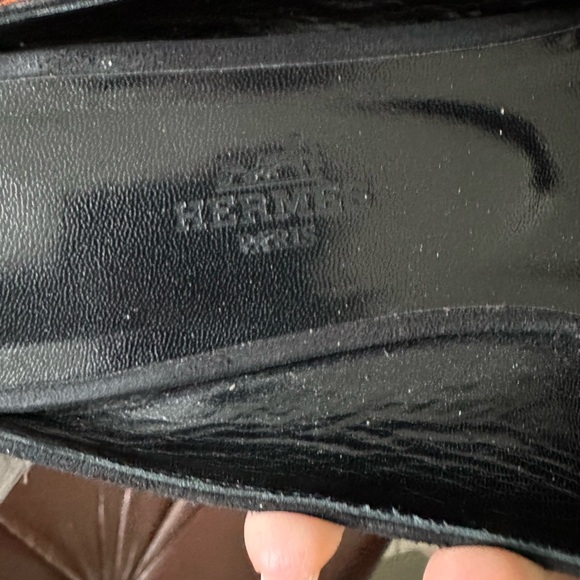 Gently worn Hermes pointed toe slide with black Strauss crystal H black suede - Picture 2 of 8